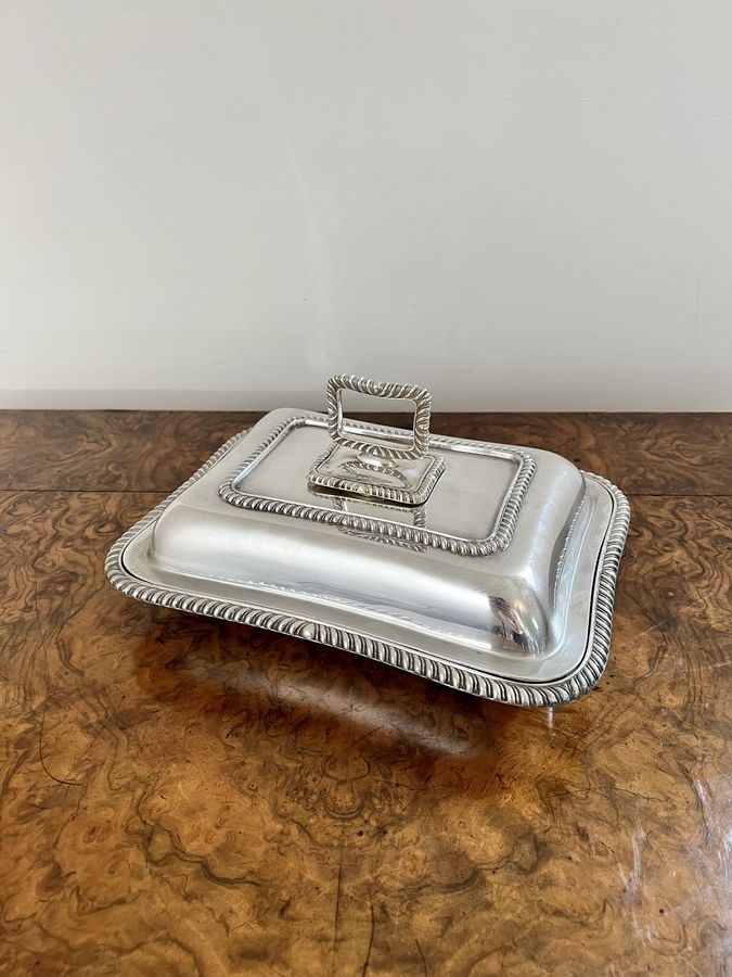 Stunning antique Edwardian quality silver plated rectangle entrée dish