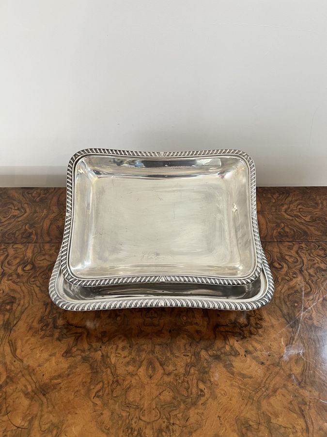 Antique Stunning antique Edwardian quality silver plated rectangle entrée dish
