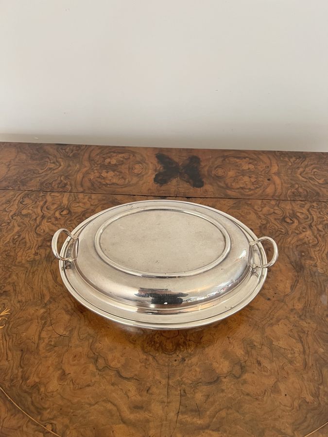 Antique Antique Edwardian silver plated oval entree dish 