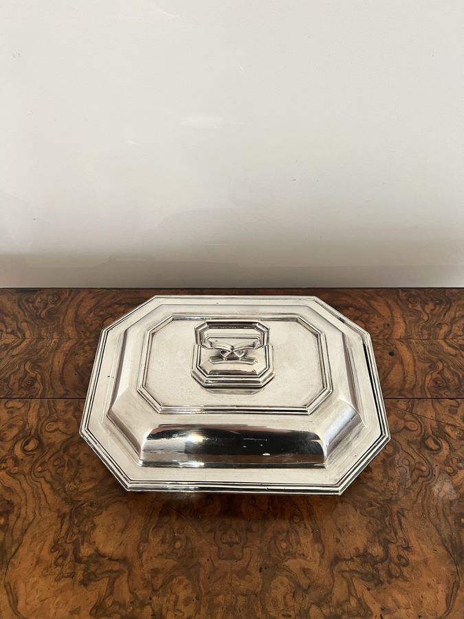 Antique Lovely quality antique Edwardian silver plated rectangular entree dish 
