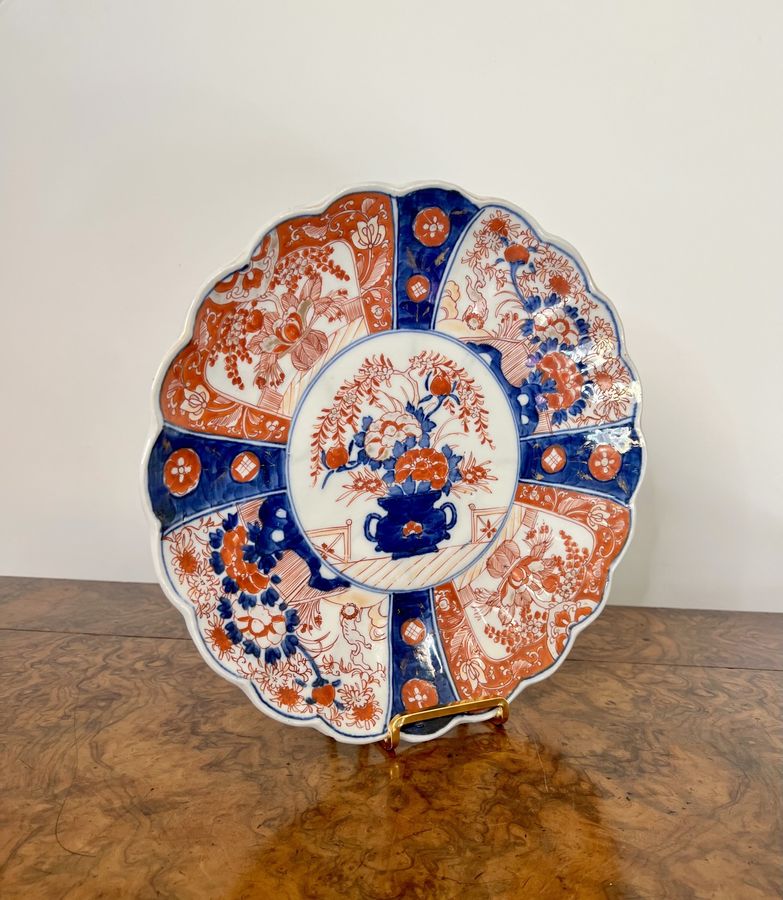 Antique Quality antique Japanese imari plate with a scalloped shaped edge 