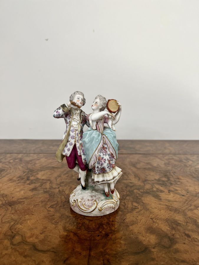 Antique Elegant pair of quality antique 19th century porcelain Meissen figurines 