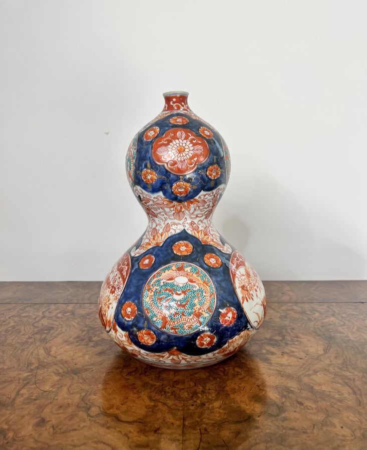 Antique Magnificent pair of unusual shaped antique Japanese imari vases