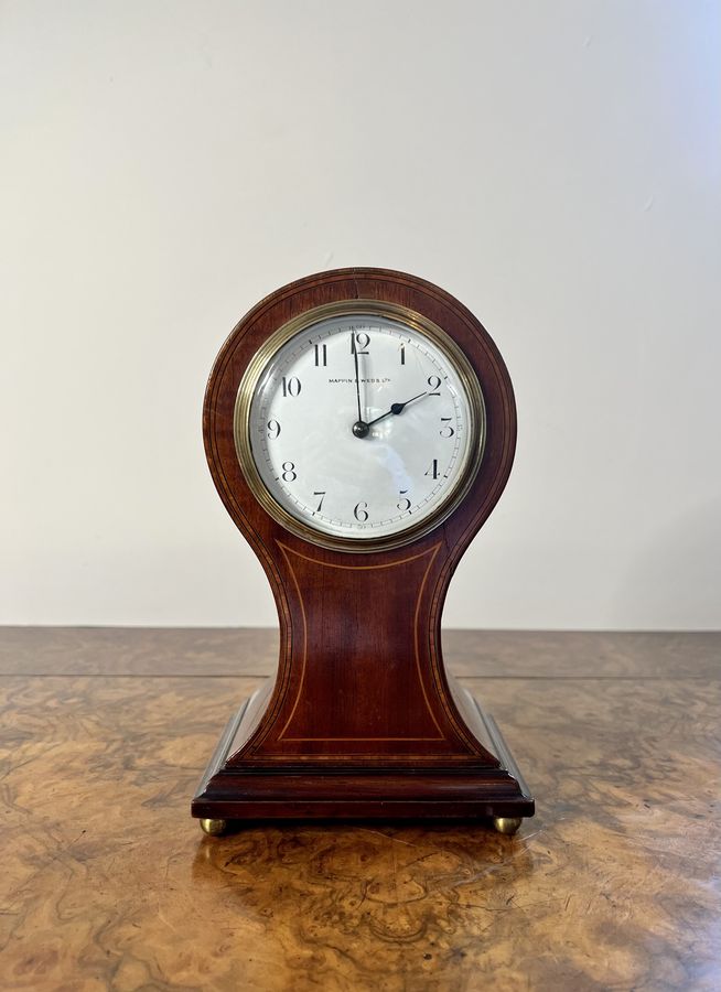 Antique Stunning antique Edwardian inlaid mahogany balloon clock by Mappin & Webb