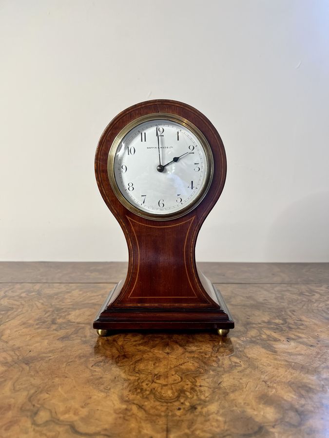 Antique Stunning antique Edwardian inlaid mahogany balloon clock by Mappin & Webb
