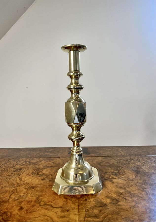 Antique Large pair of antique Victorian quality brass ace of diamonds candlesticks 
