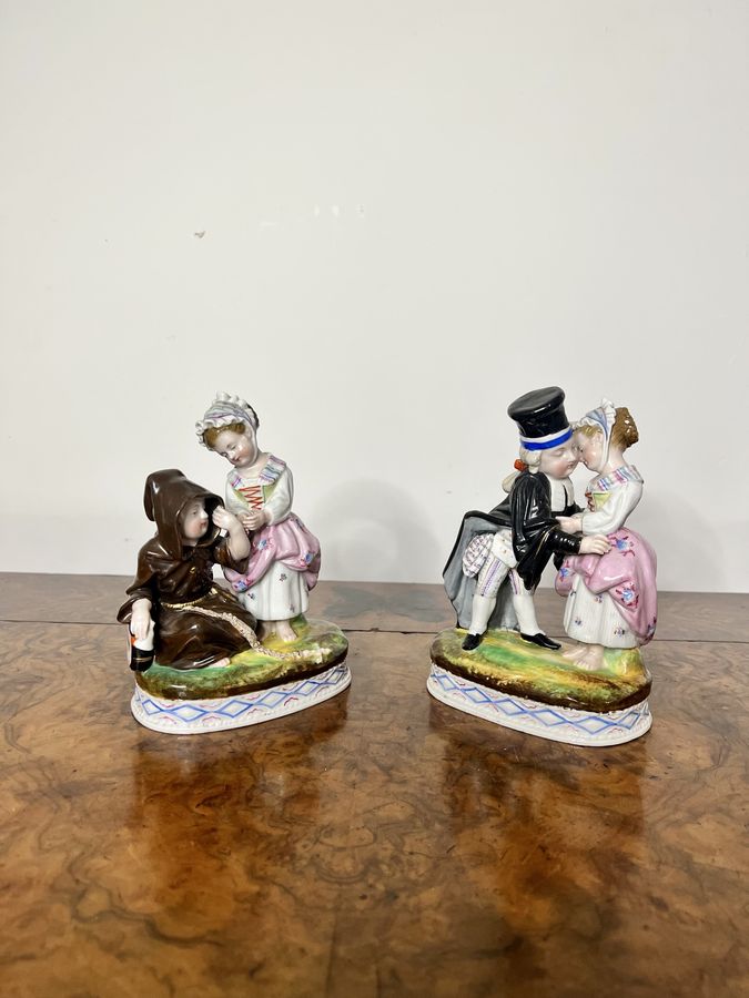 Pair of antique Victorian continental quality porcelain figures