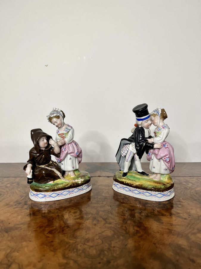 Antique Pair of antique Victorian continental quality porcelain figures 