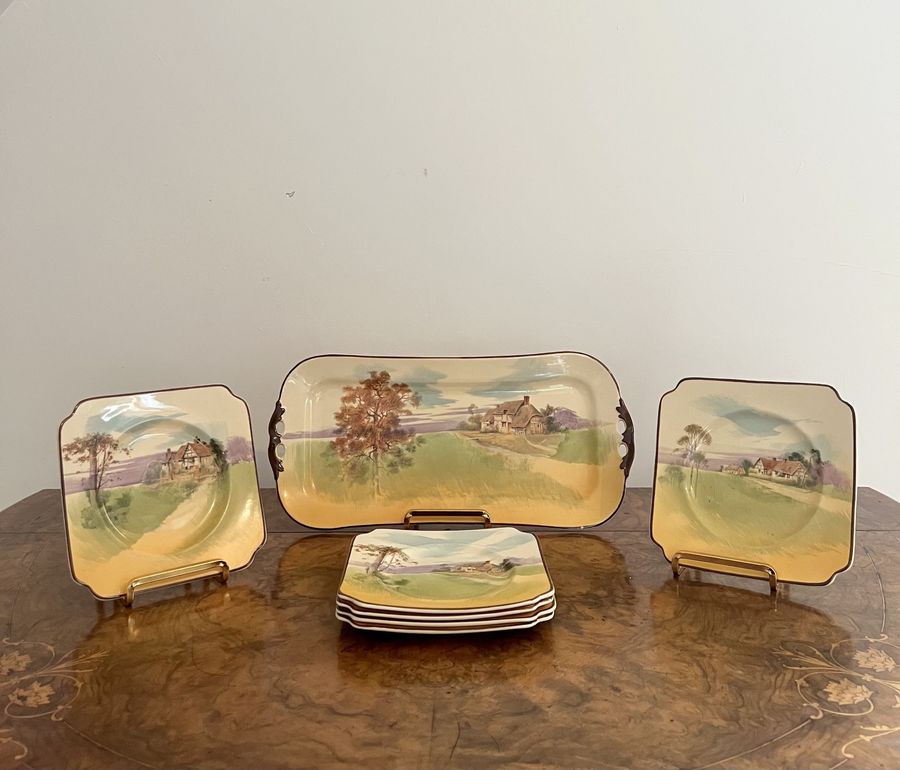 Antique Lovely set of seven antique Royal Doulton sandwich plates 