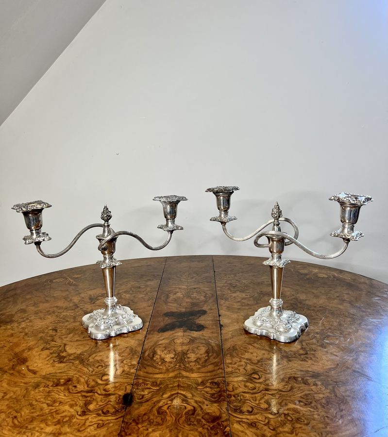 Antique Stunning pair of antique Edwardian silver plated ornate candelabras