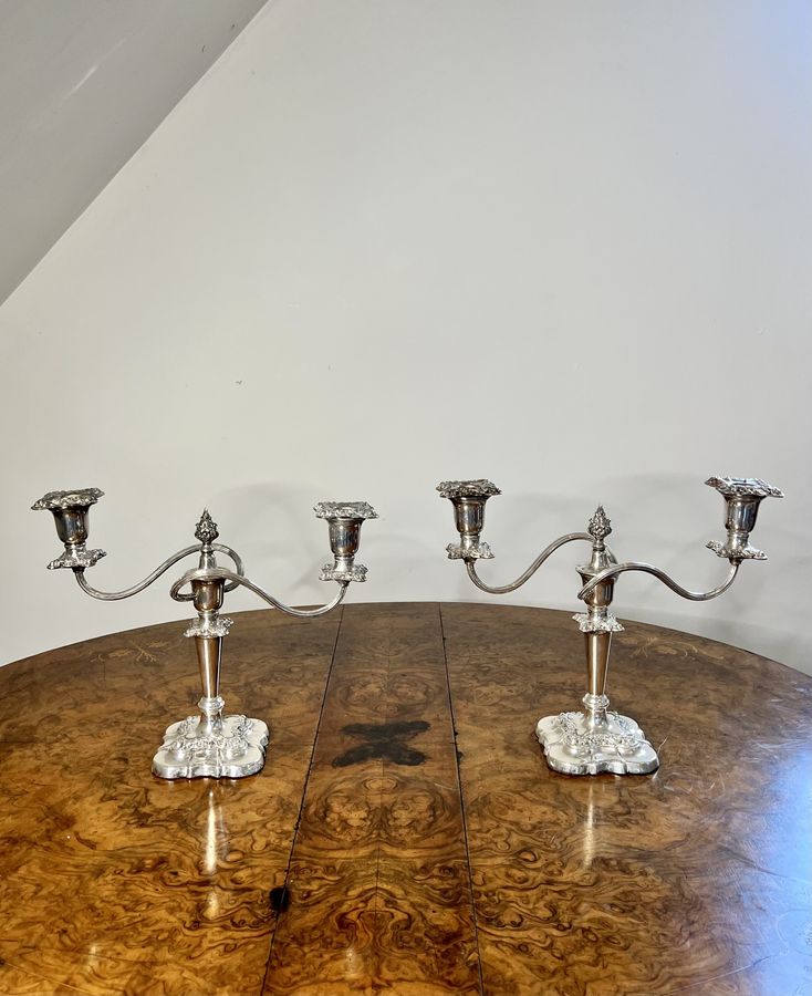 Antique Stunning pair of antique Edwardian silver plated ornate candelabras