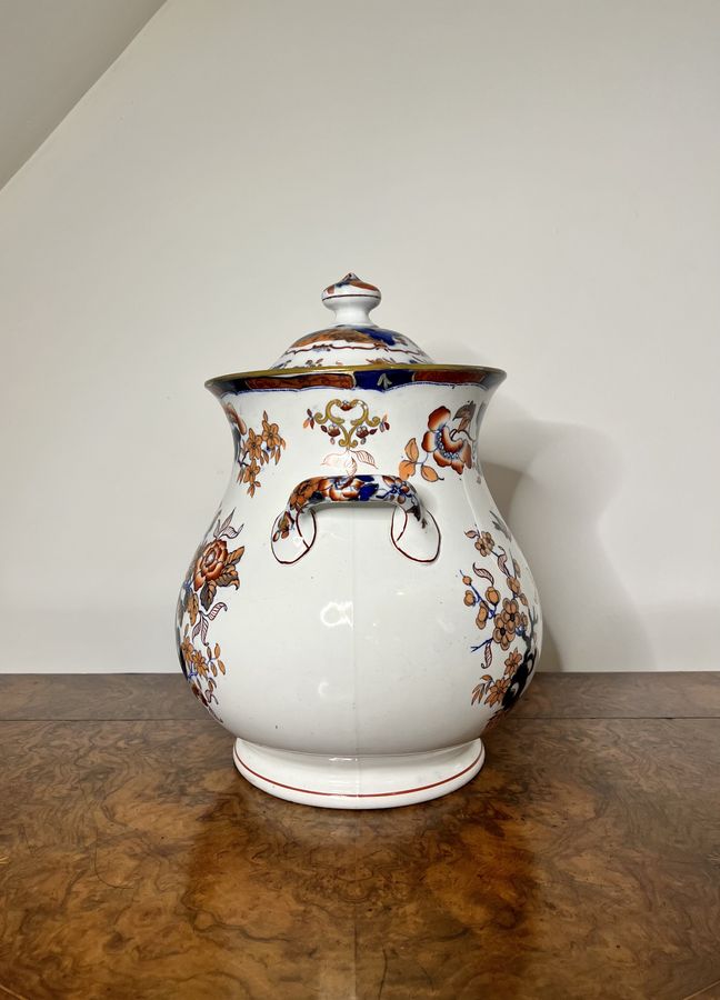 Antique Unusual large antique Japanese imari lidded vase 
