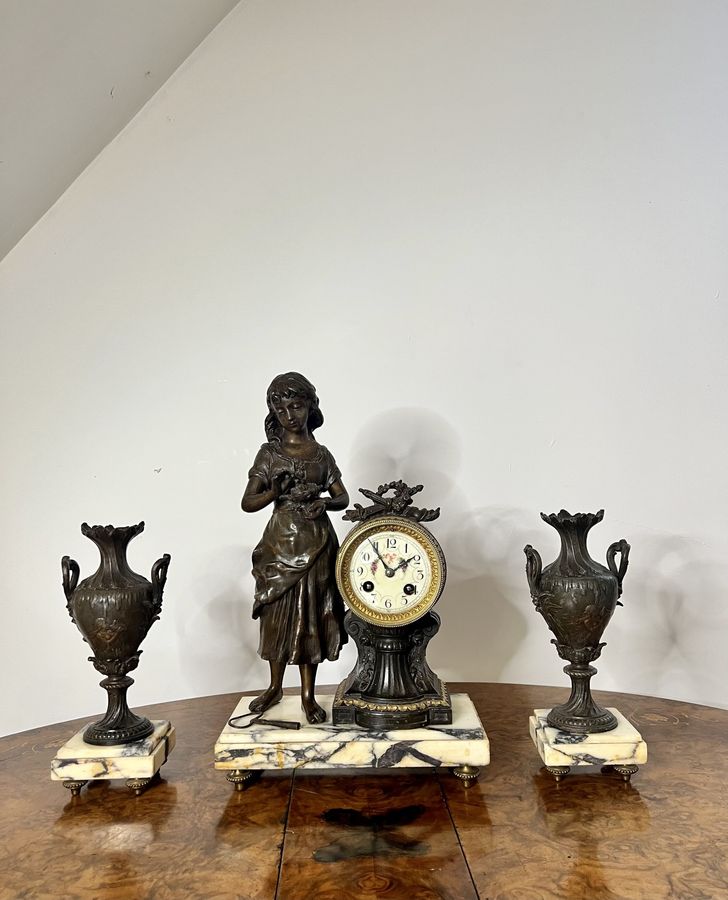 Antique Outstanding quality antique Victorian clock garniture 