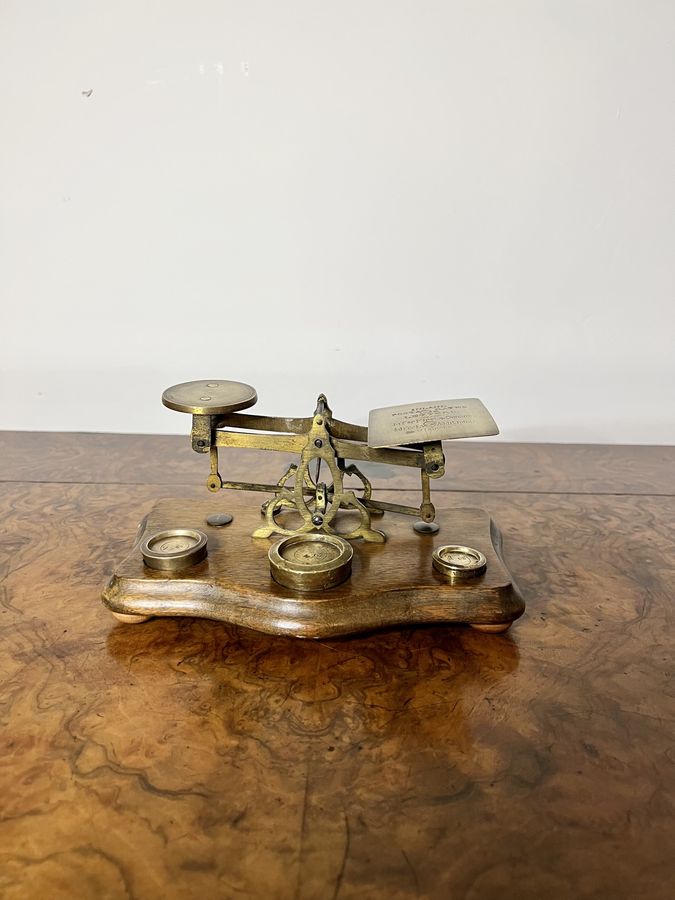 Lovely set of antique Victorian quality brass Irish postal scales