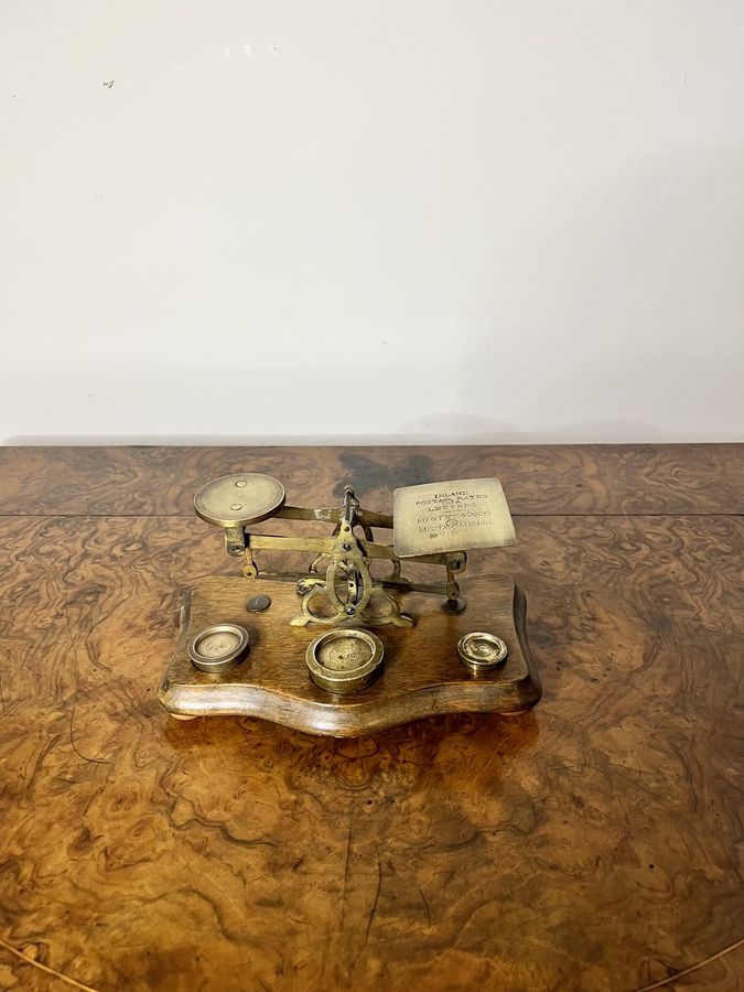 Antique Lovely set of antique Victorian quality brass Irish postal scales 