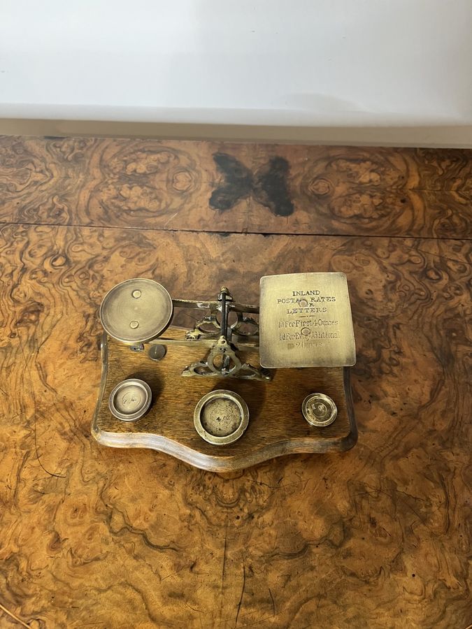 Antique Lovely set of antique Victorian quality brass Irish postal scales 