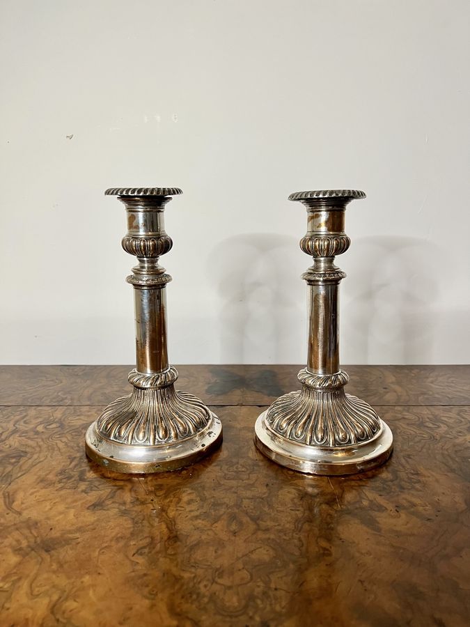 Antique Pair of antique George III telescopic candlesticks 