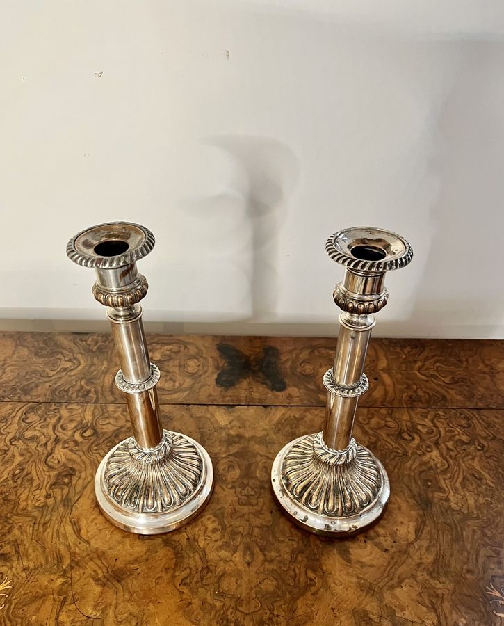 Antique Pair of antique George III telescopic candlesticks 