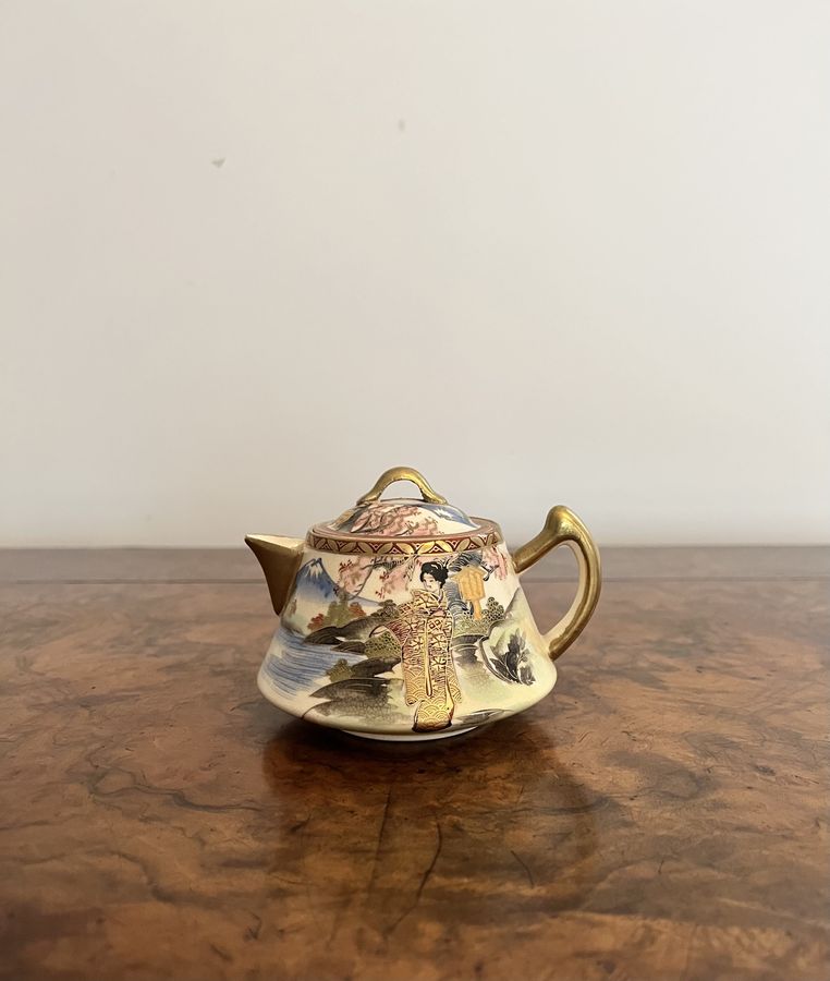 Antique Lovely antique Japanese satsuma three piece tea set 