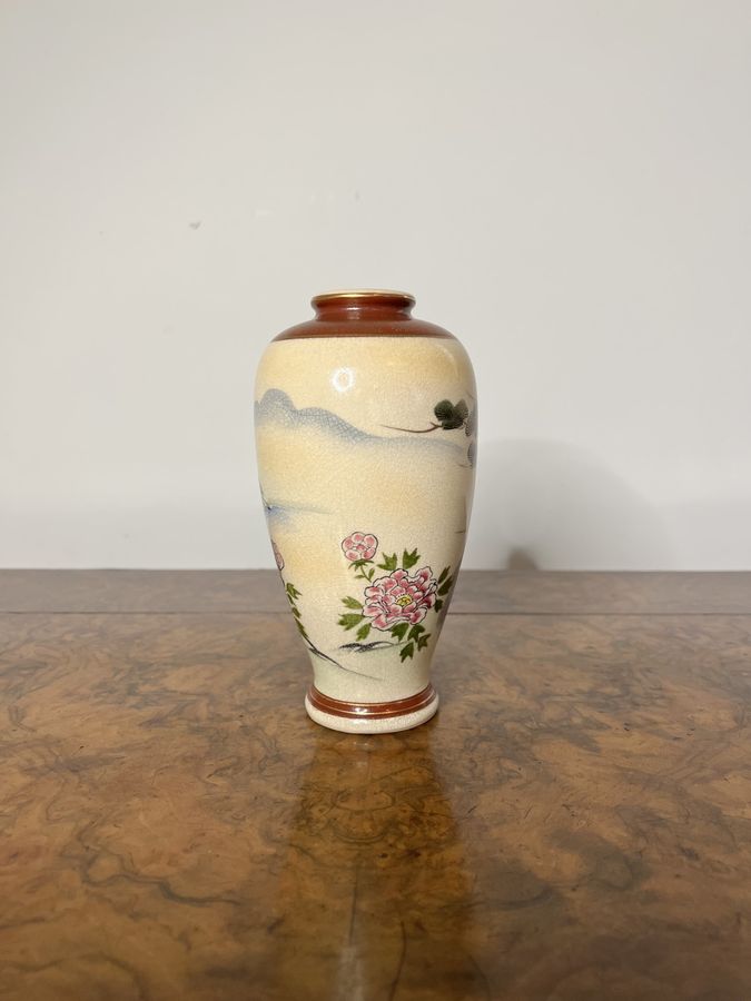 Antique Quality antique Japanese Satsuma baluster shaped vase 