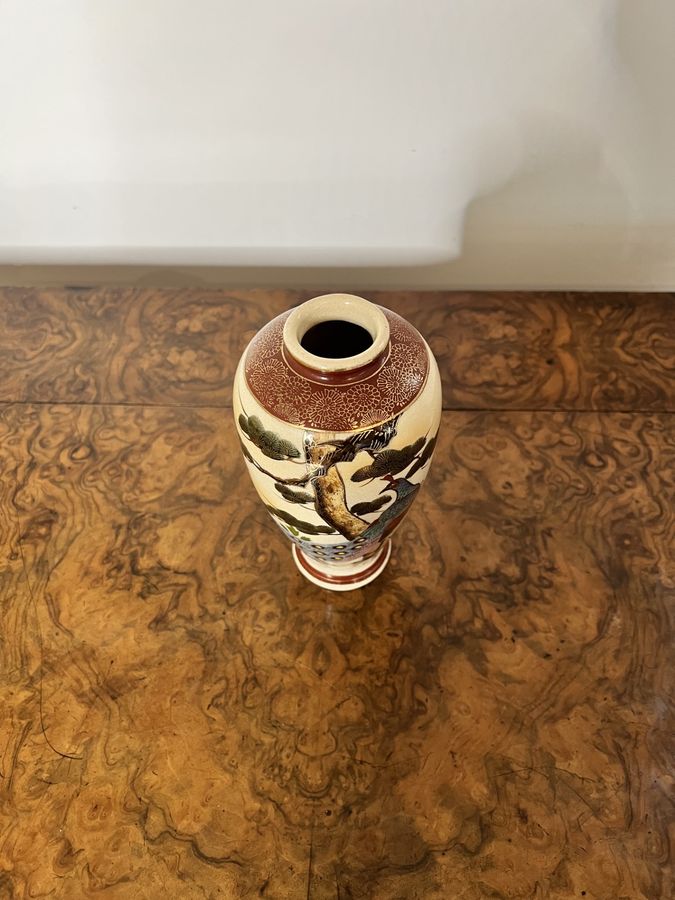 Antique Quality antique Japanese Satsuma baluster shaped vase 