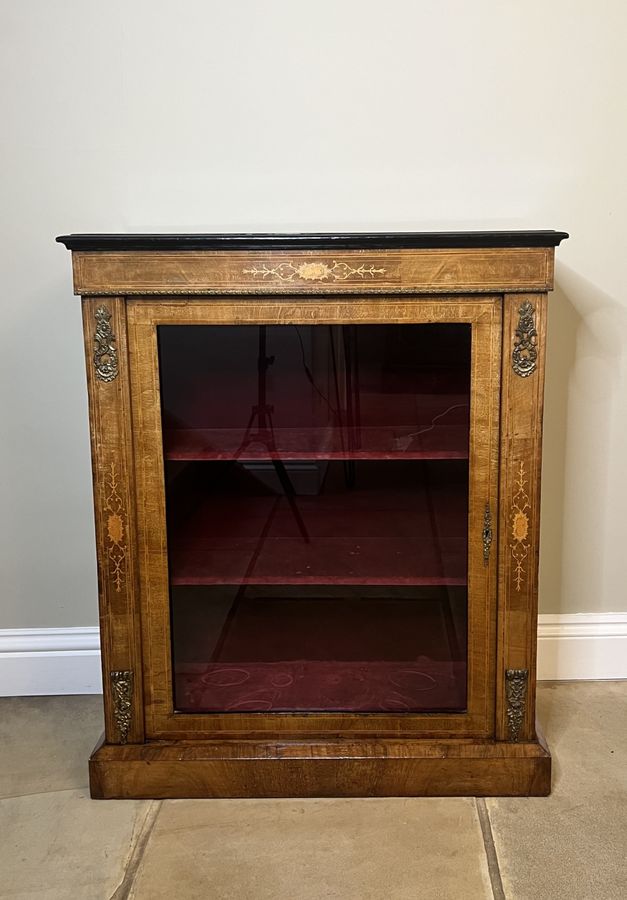 Antique Stunning quality antique Victorian burr walnut inlaid pier cabinet 