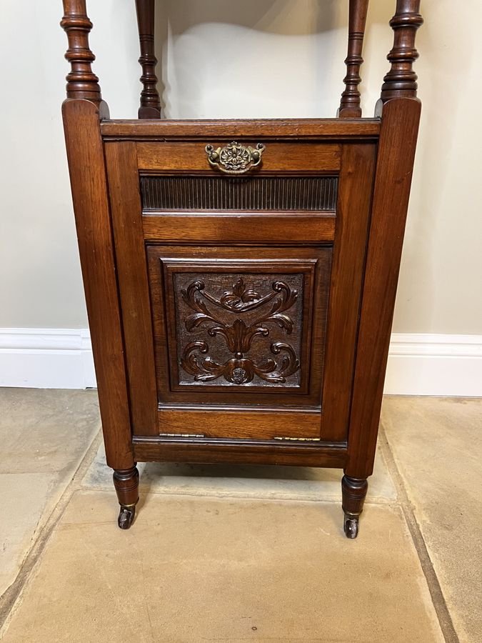 Antique Antique Victorian quality carved mahogany coal box 