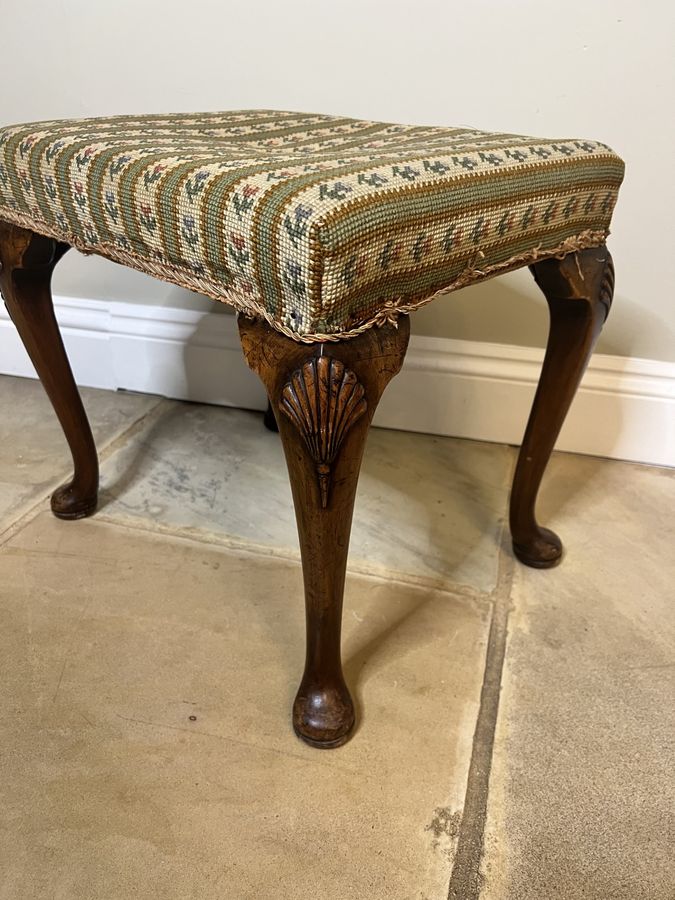 Antique Quality antique Victorian carved walnut stool