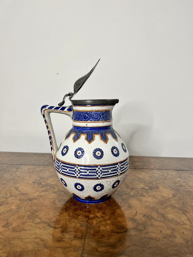 Antique Lovely quality antique majolica jug 