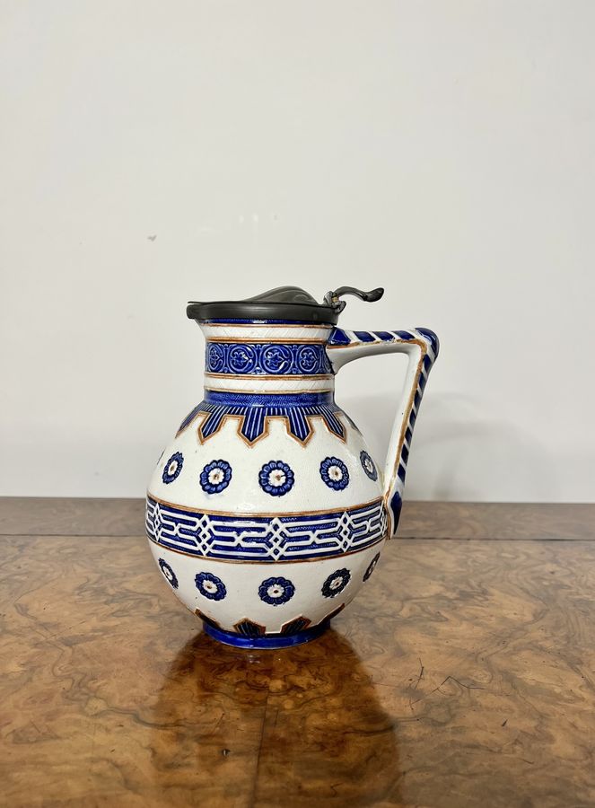 Antique Lovely quality antique majolica jug 