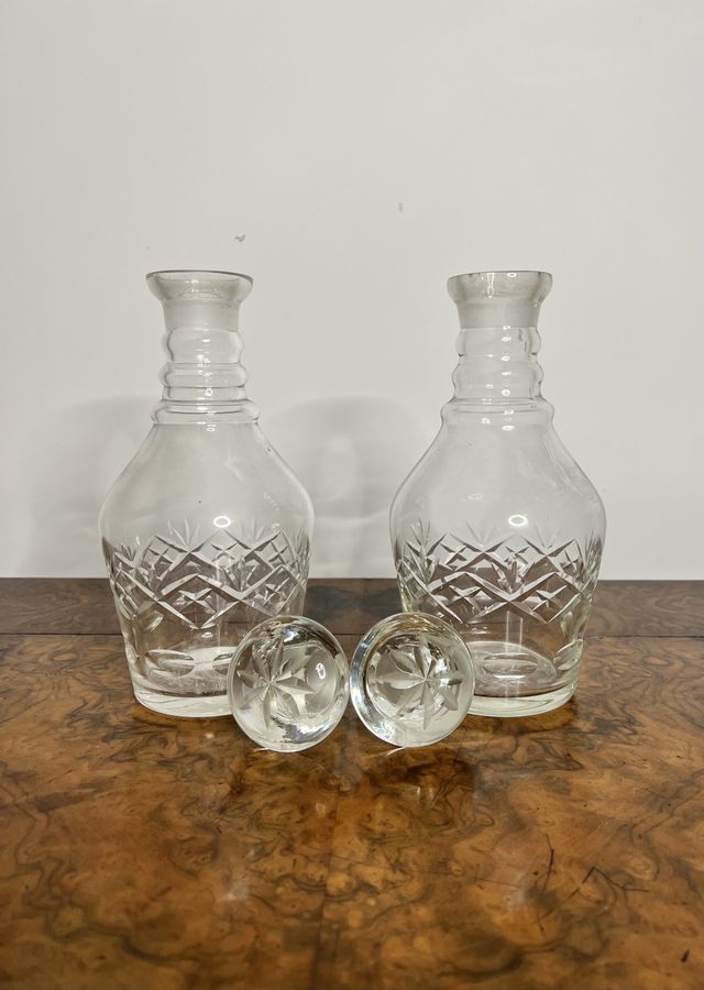 Antique Wonderful pair of antique Victorian cut glass decanters 