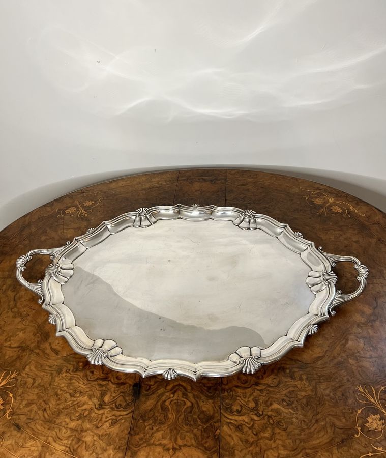 Excellent quality antique Edwardian silver plated large tea tray