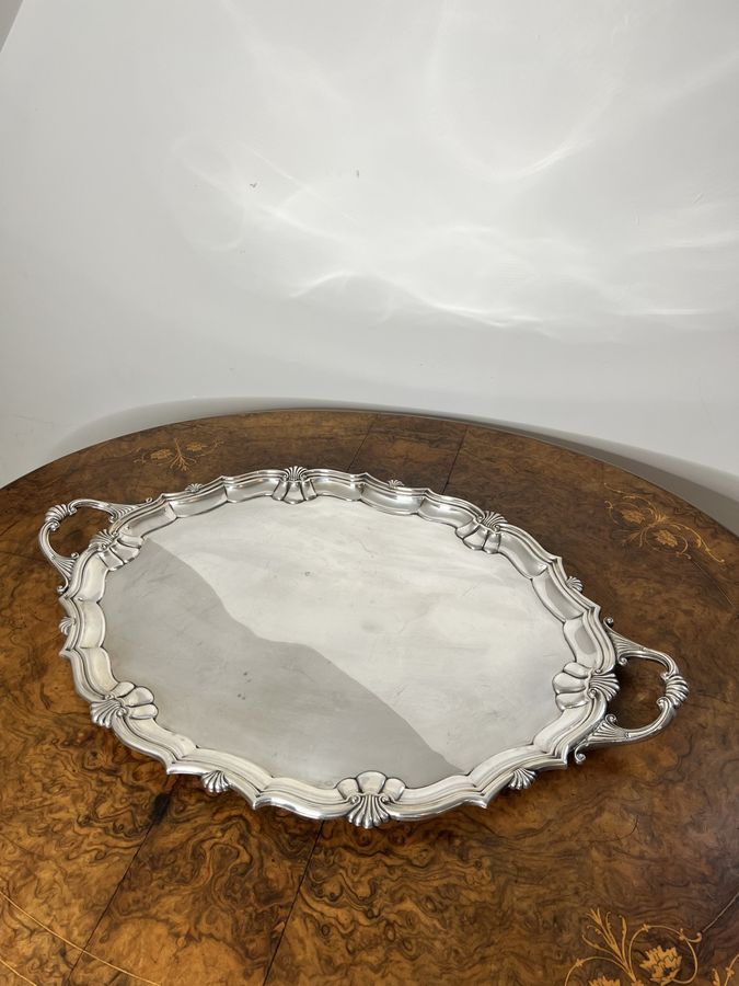 Antique Excellent quality antique Edwardian silver plated large tea tray