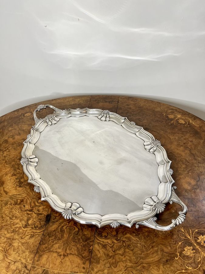 Antique Excellent quality antique Edwardian silver plated large tea tray