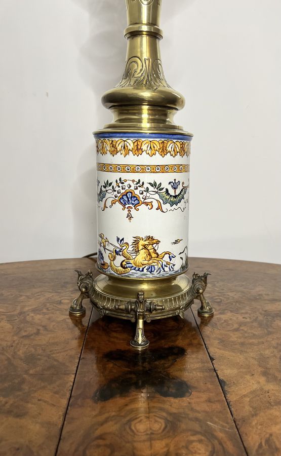 Antique Quality antique Victorian ceramic and brass lamp