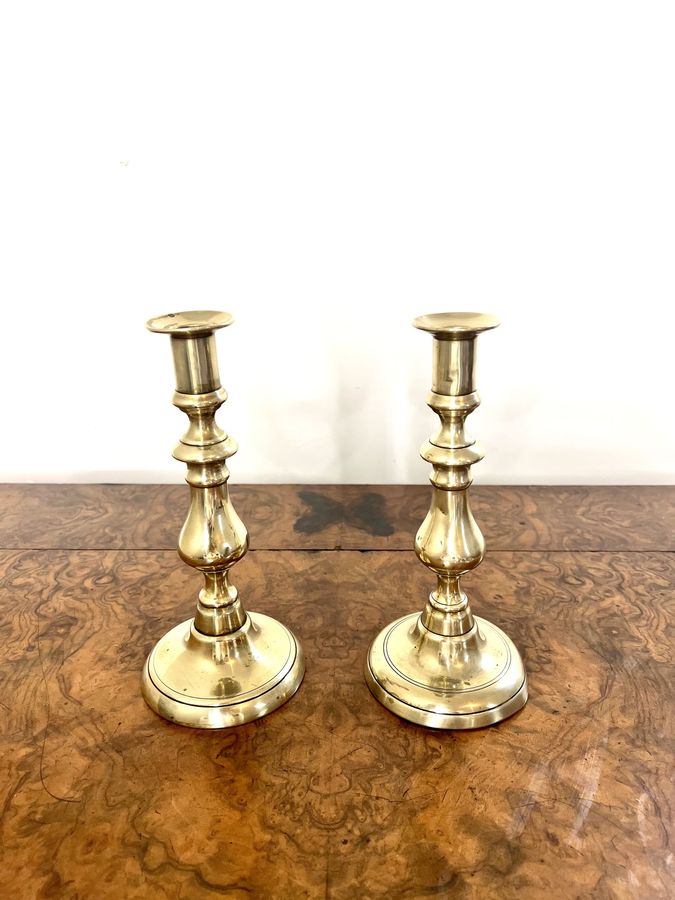 Antique Stunning pair of antique Victorian brass candlesticks 