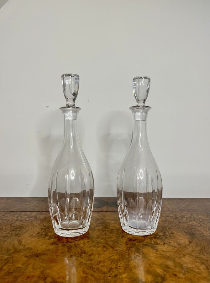 Antique Fine pair of antique Edwardian glass decanters 