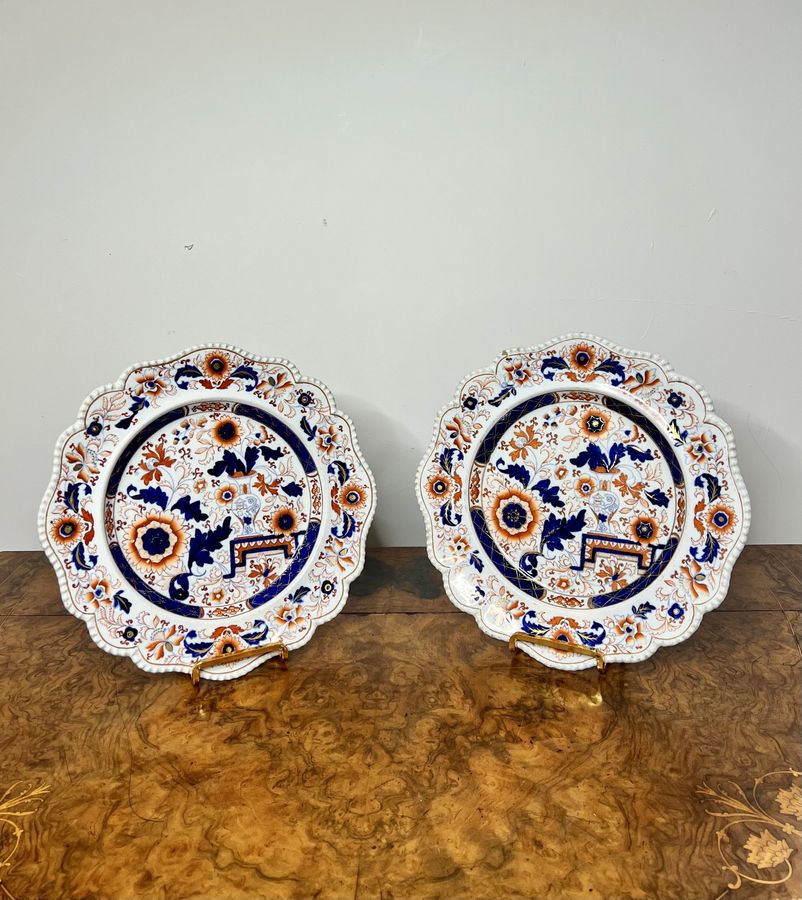 Antique Wonderful pair of antique Georgian stone china plates 