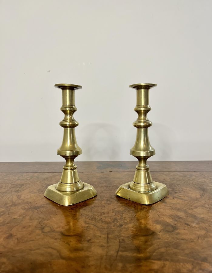 Antique Quality pair of antique Victorian brass candlesticks