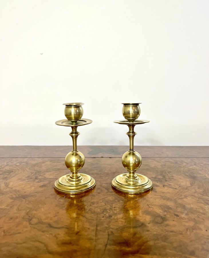 Wonderful pair of arts and crafts brass candlesticks