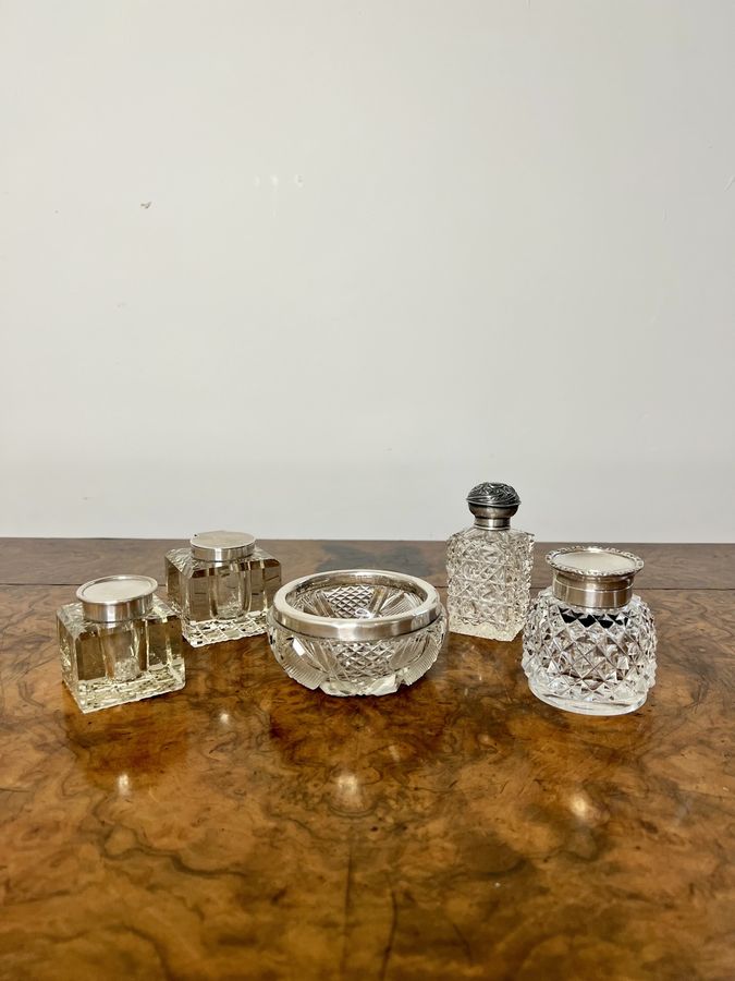 Quality collection of antique glass and silver mounted accessories