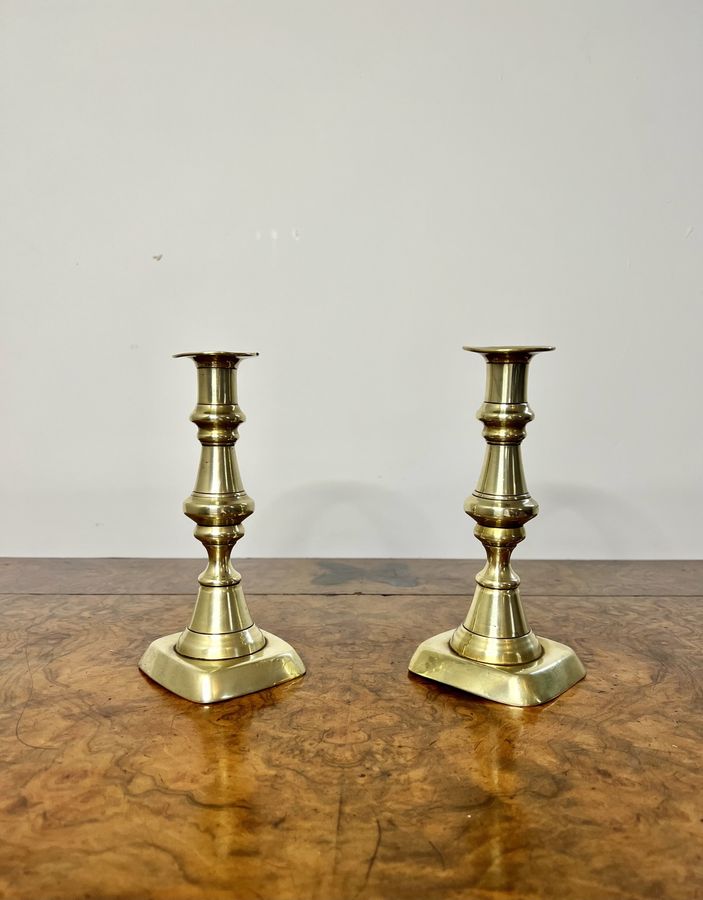 Antique Lovely pair of antique Victorian brass candlesticks 