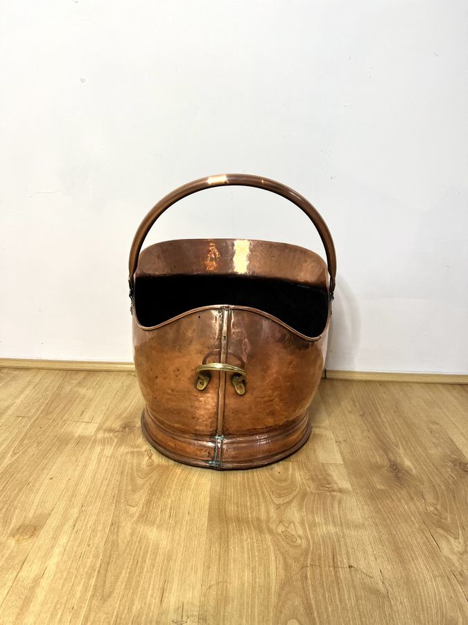 Antique Quality antique Victorian copper helmet coal scuttle 