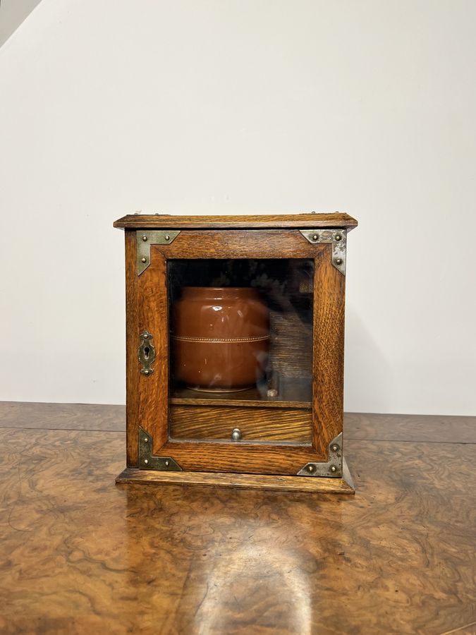 Wonderful antique Edwardian oak smokers cabinet