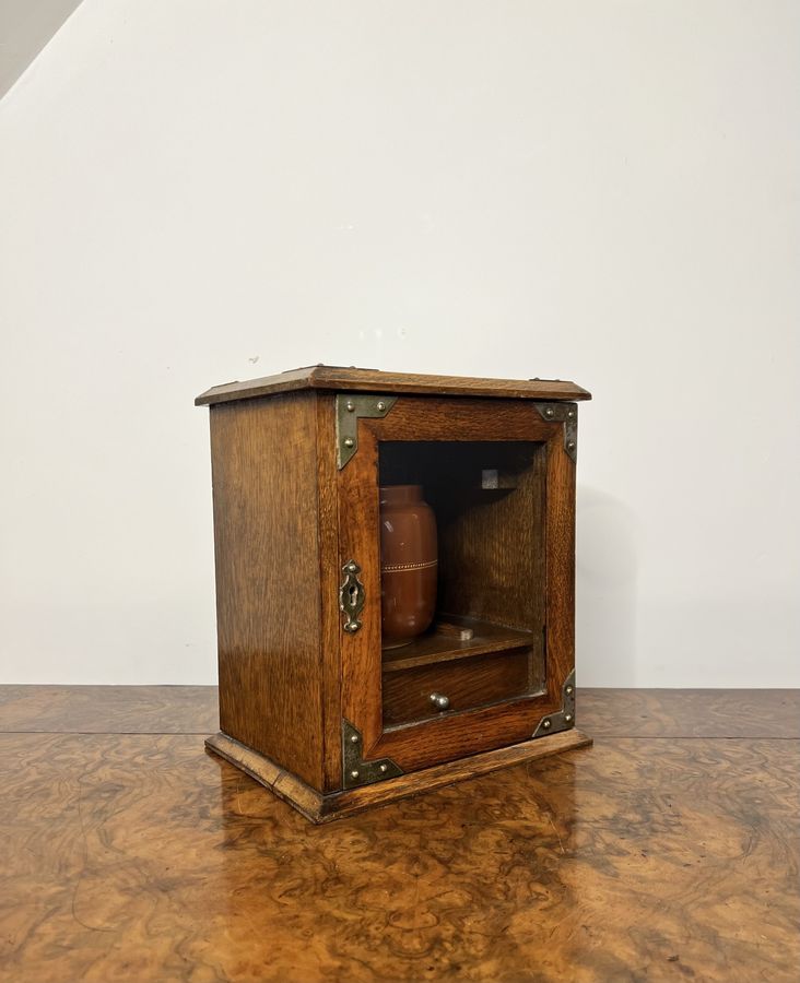 Antique Wonderful antique Edwardian oak smokers cabinet 