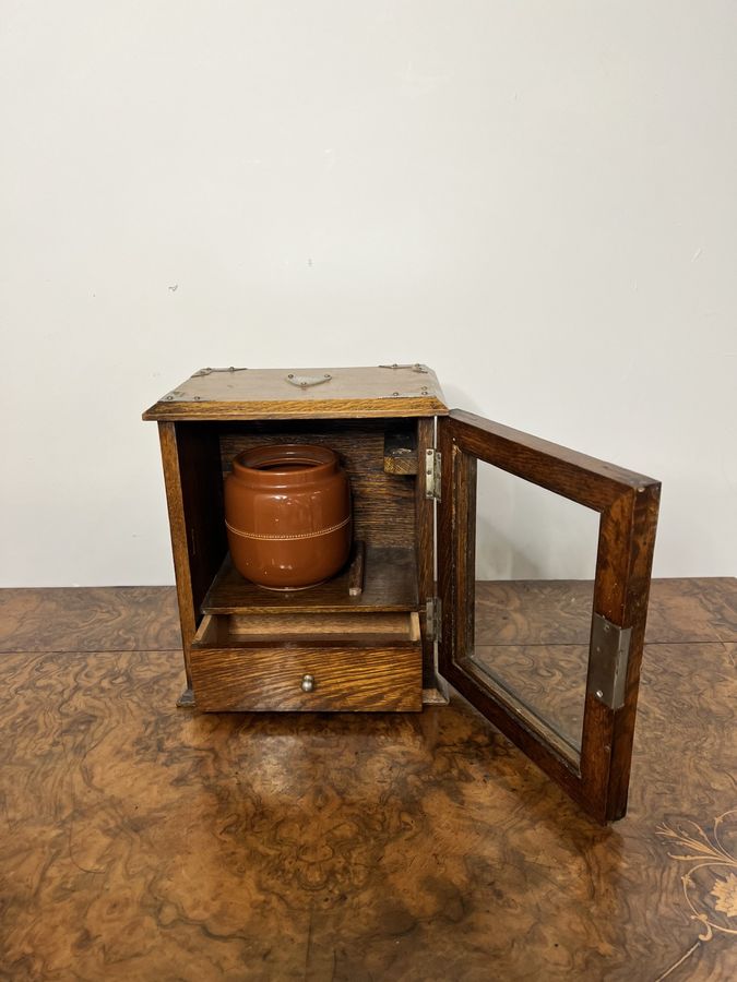 Antique Wonderful antique Edwardian oak smokers cabinet 