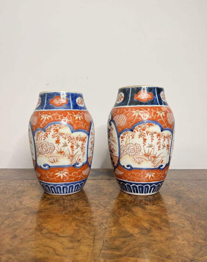 Antique Quality pair of antique Japanese imari vases 