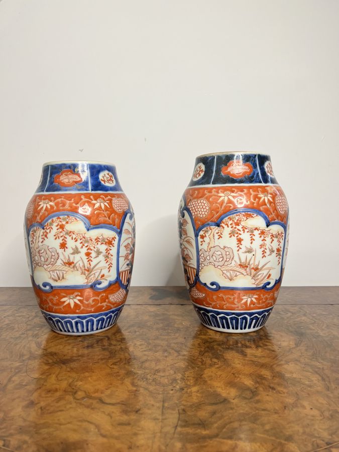 Antique Quality pair of antique Japanese imari vases 