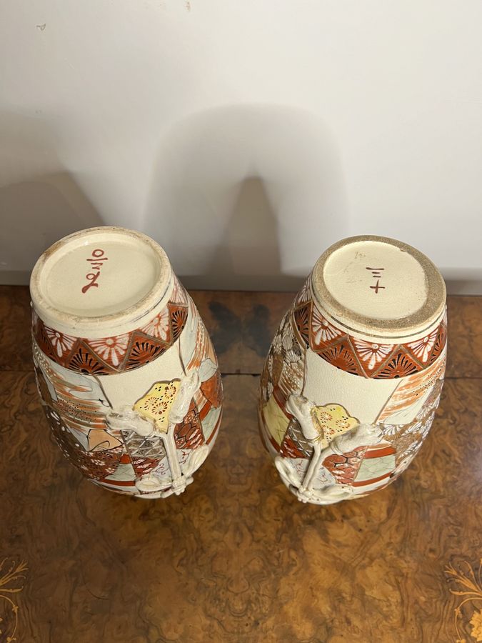 Antique Quality pair of large antique Satsuma vases