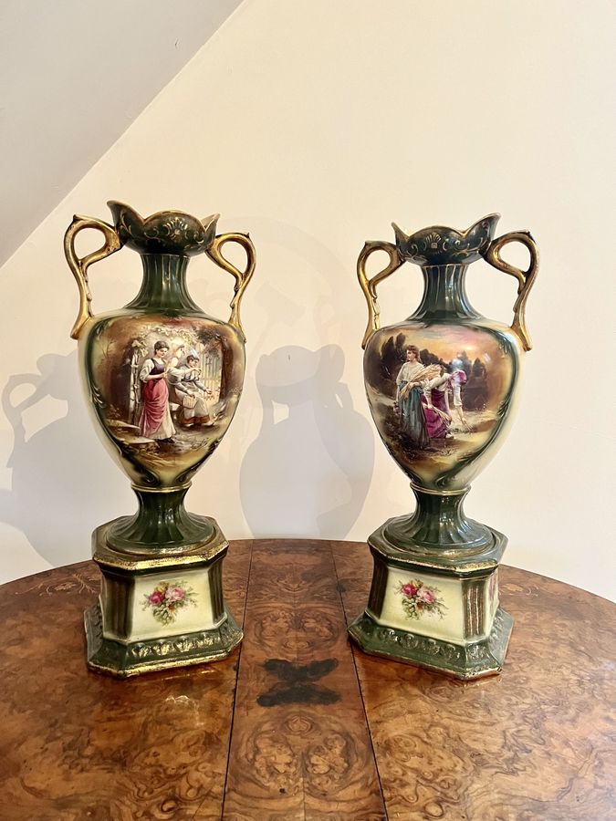 Stunning pair of large antique Victorian vases